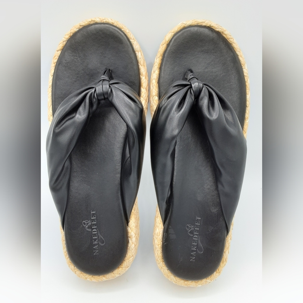 Naked Feet Costa Black Faux Leather Padded Sandals. Size 11. - Picture 12 of 12